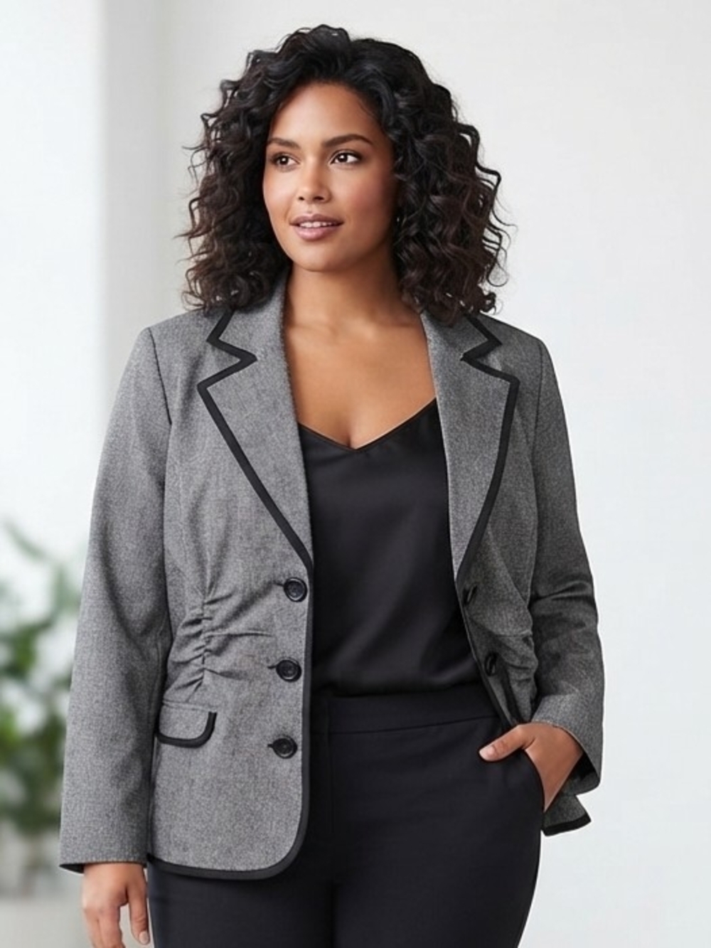 Ricki's Grey Blazer with Black Trim Size 18